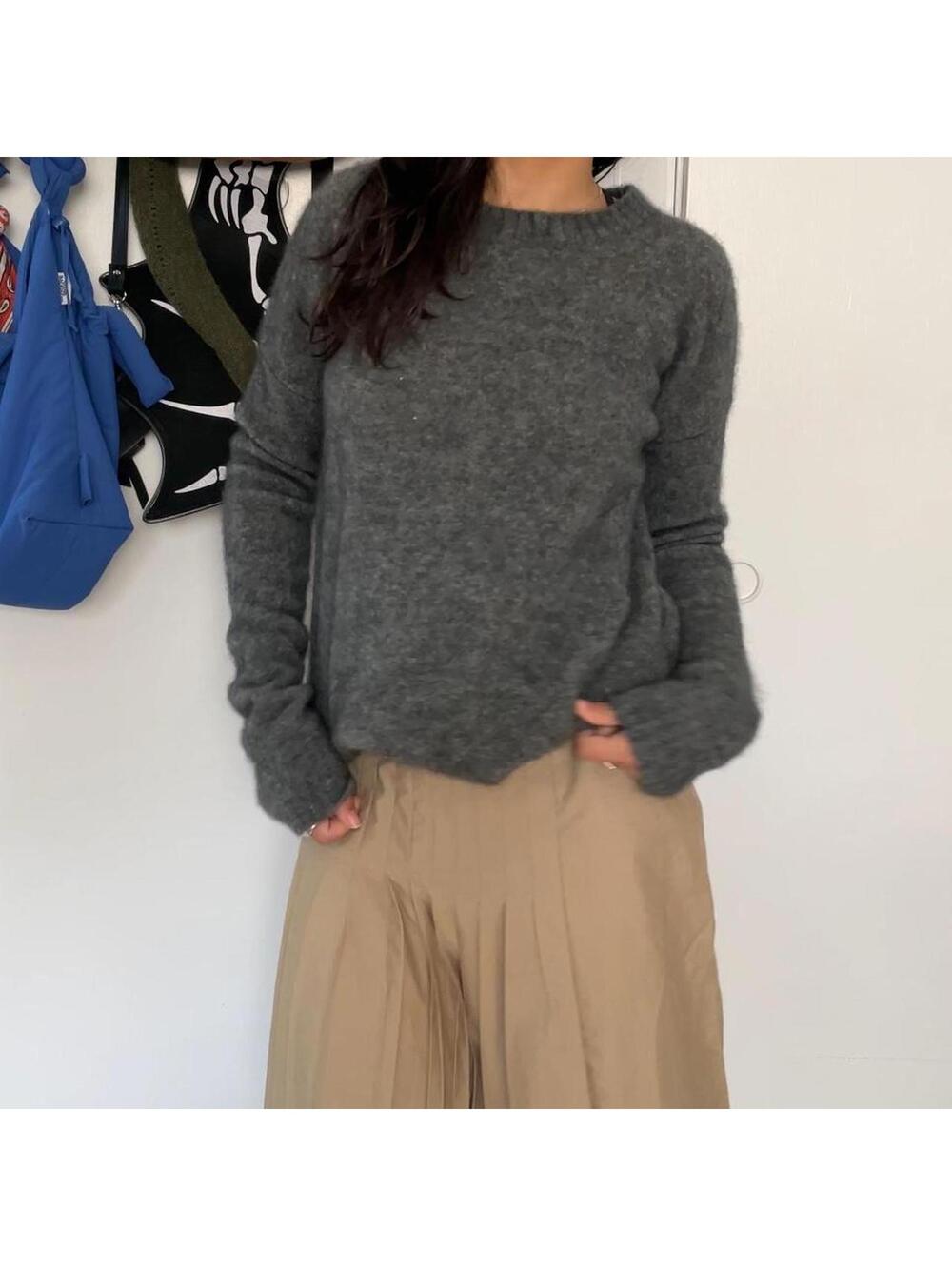 Theory Charcoal Gray Crewneck Sweater